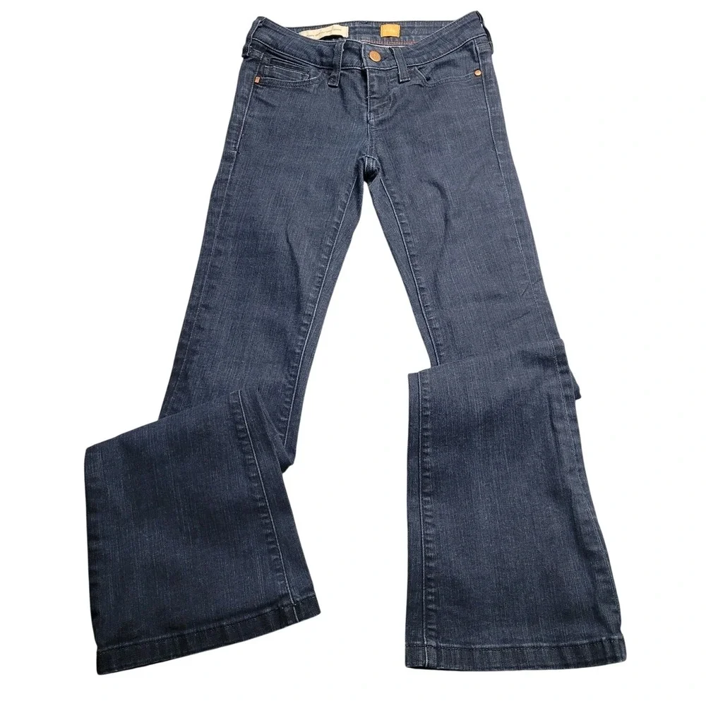 Pilcro and the Letterpress Flare Jeans Dark Wash Mid Rise Denim Size 24